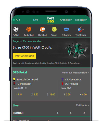 Bet365 Wettseite mobil