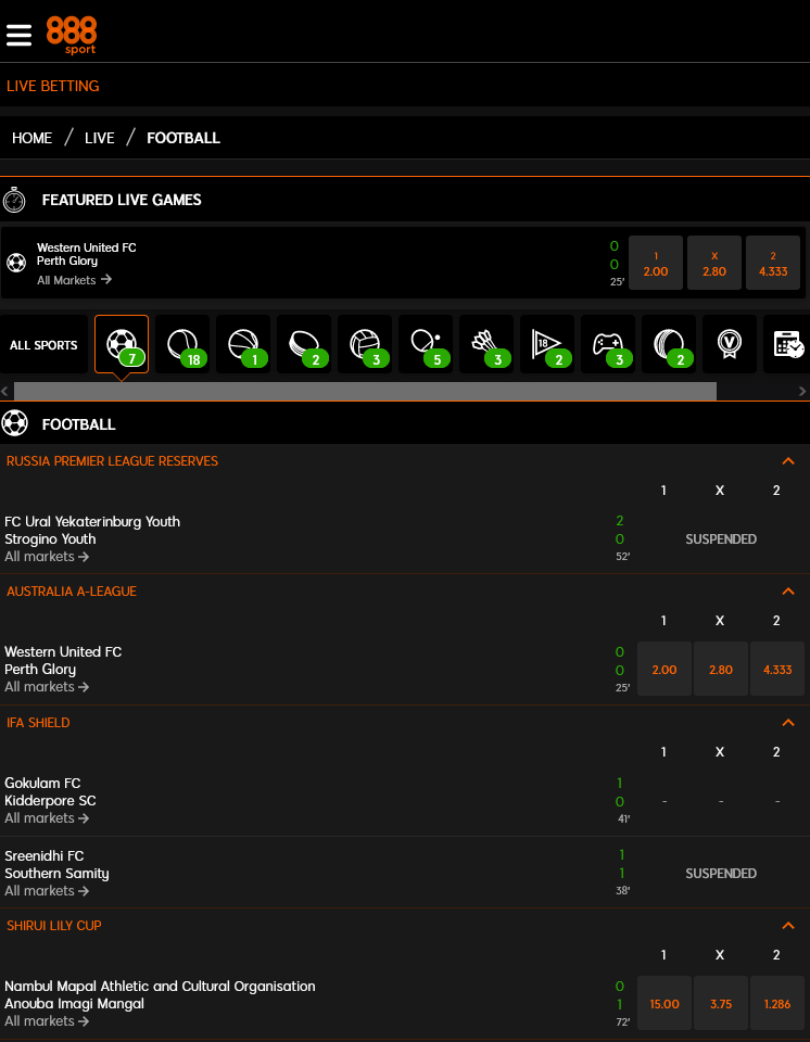 Bookmaker 888 live betting