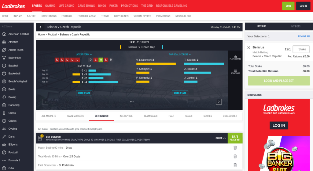 Sport betting Ladbrokes Sports