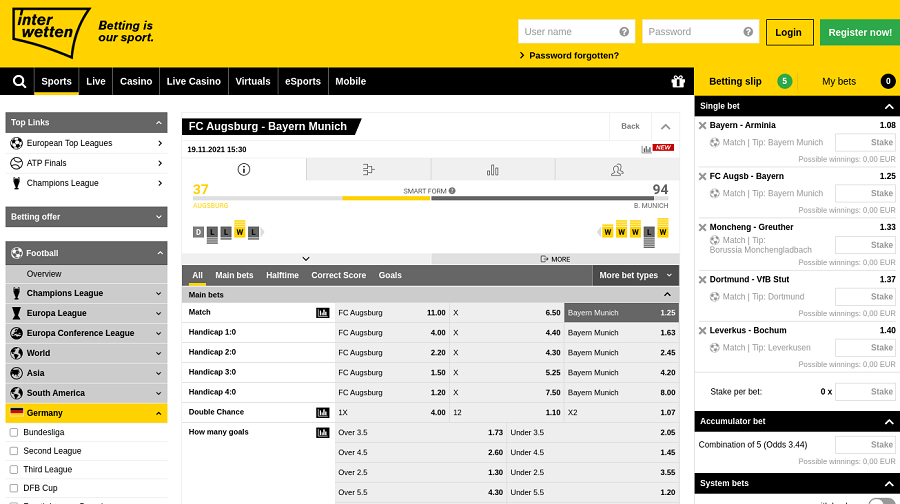 Interwetten Betting Website