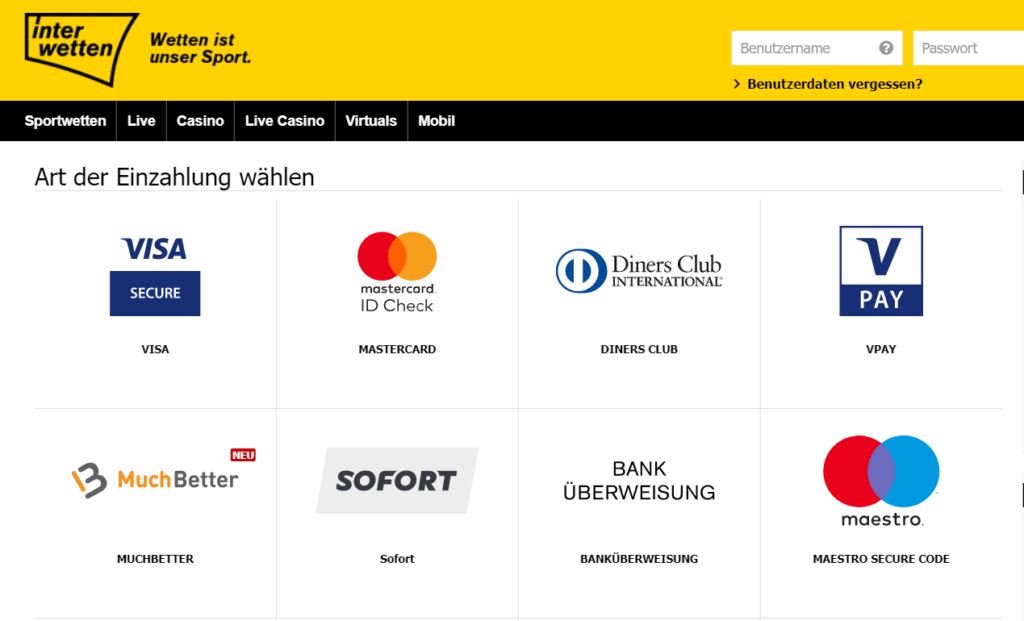 Sportwetten mit Kreditkarte bei Interwetten