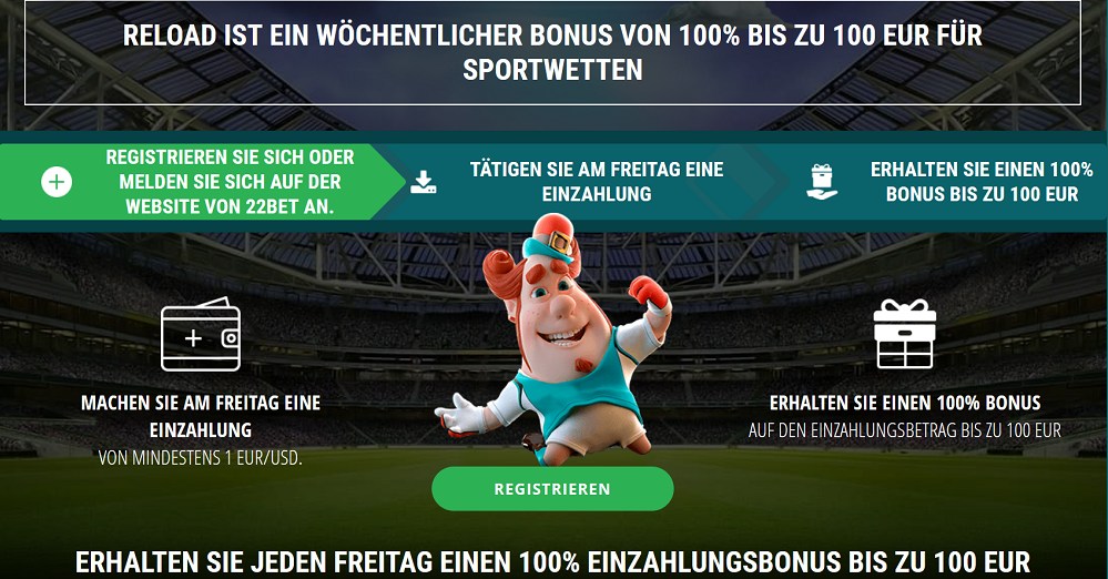 22Bet Reload Bonus