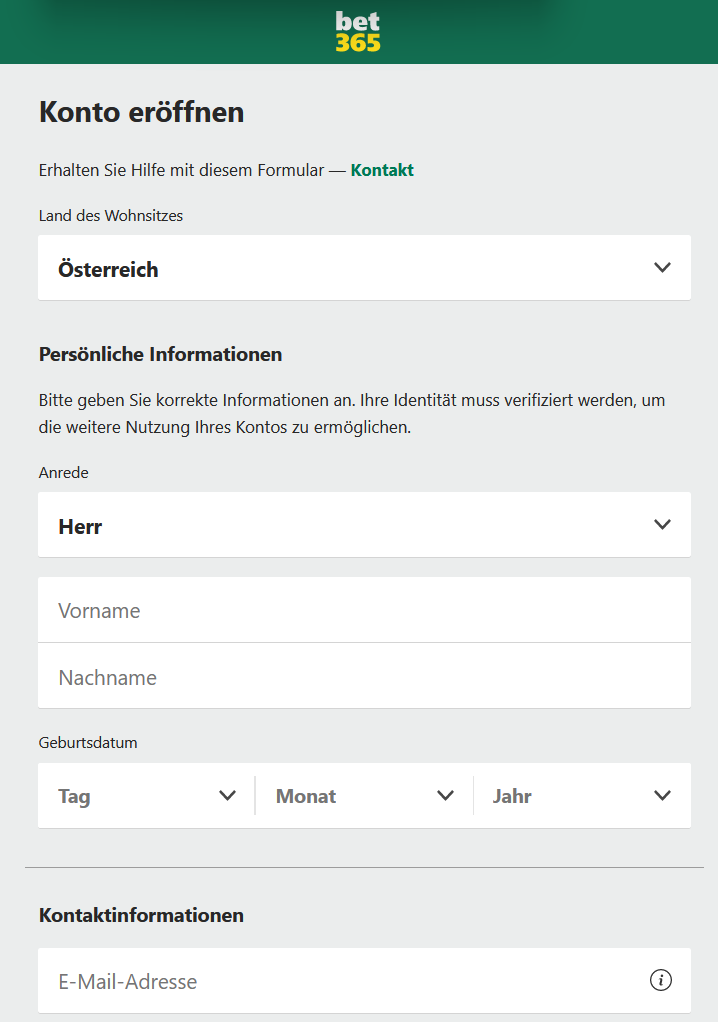 Bet365 Registrierung