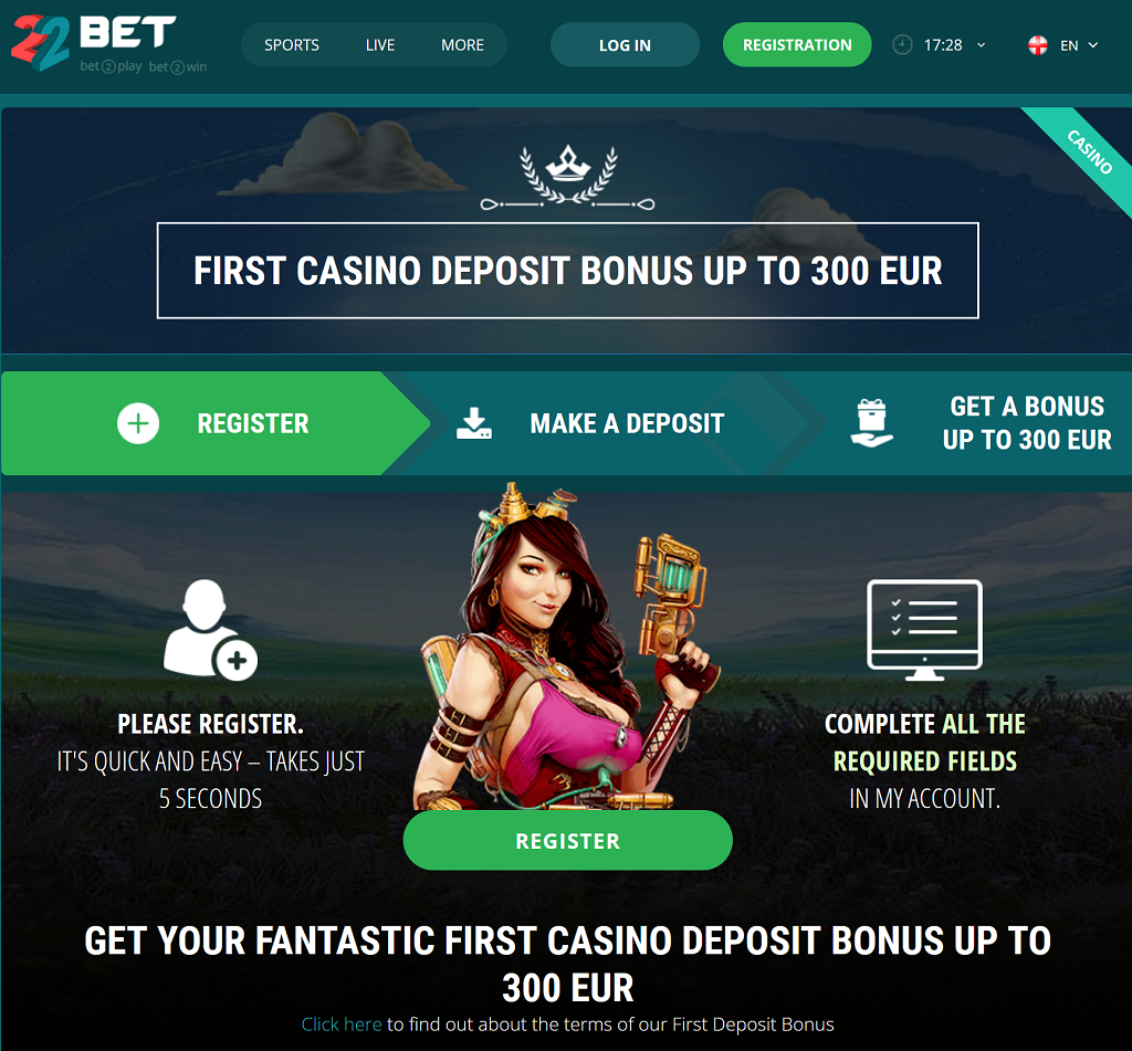 22bet casino bonus 