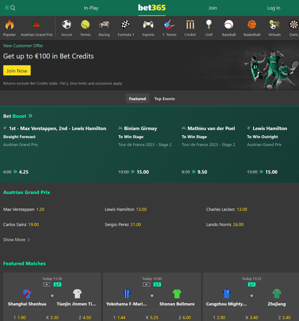 bet365 sports page